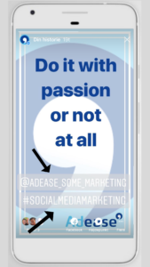 Stories brand + hashtag