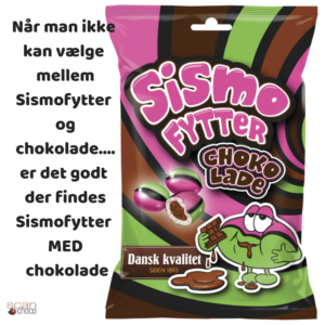 Facebook opslag - godt der findes Sismofytter med chokolade