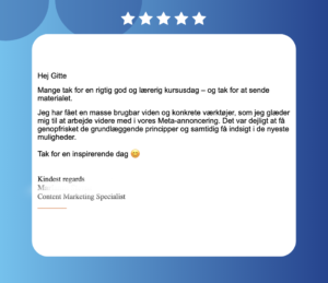 Anbefaling af Adease´s Facebook annoncerings kursus fra en content marketing specialist